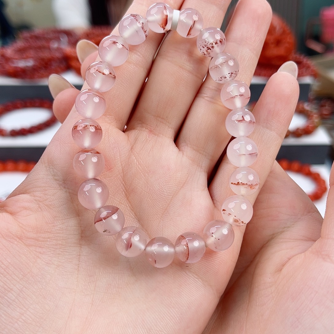 南红玛瑙冰飘聚宝盆9mm手串未镶嵌