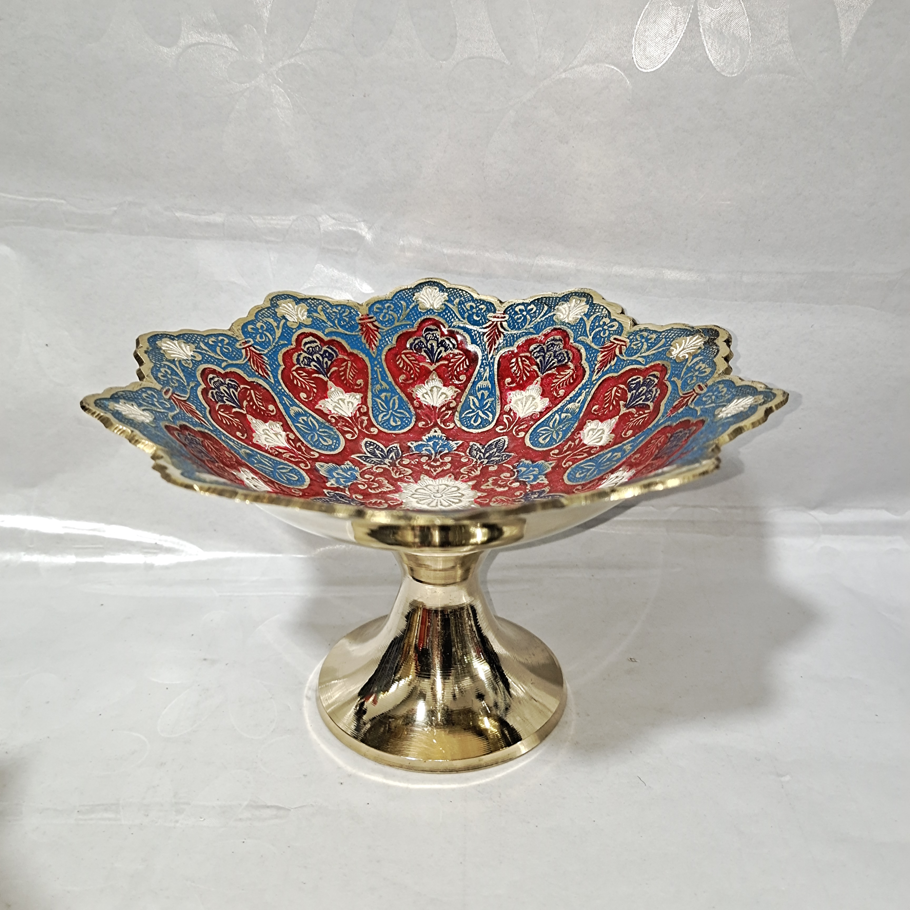 20*12纯铜黄铜果盘高脚欧式巴基斯坦进口摆件点心盘水果盘糖果盘