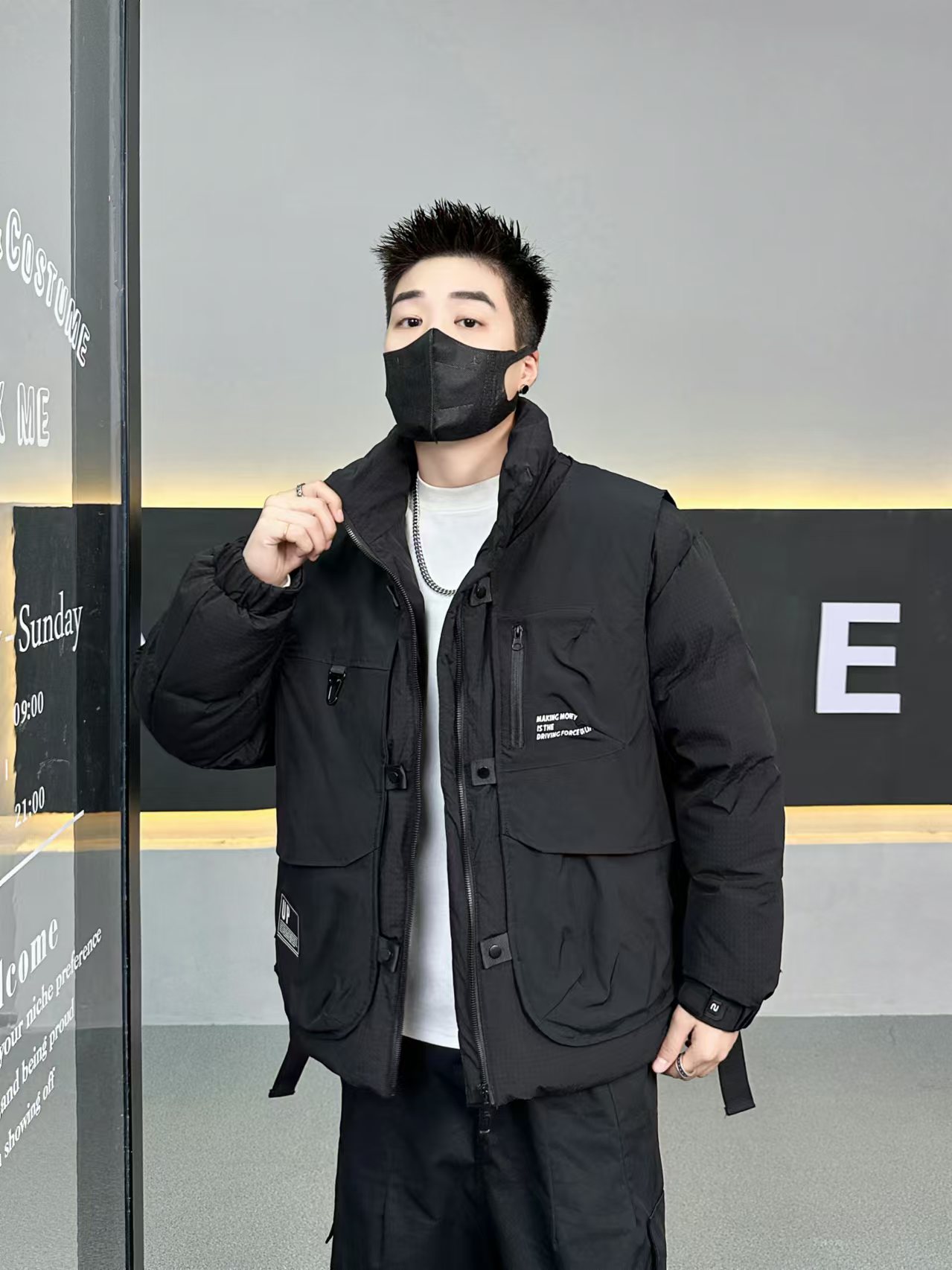 k18 新款男士冬季潮流连帽外套