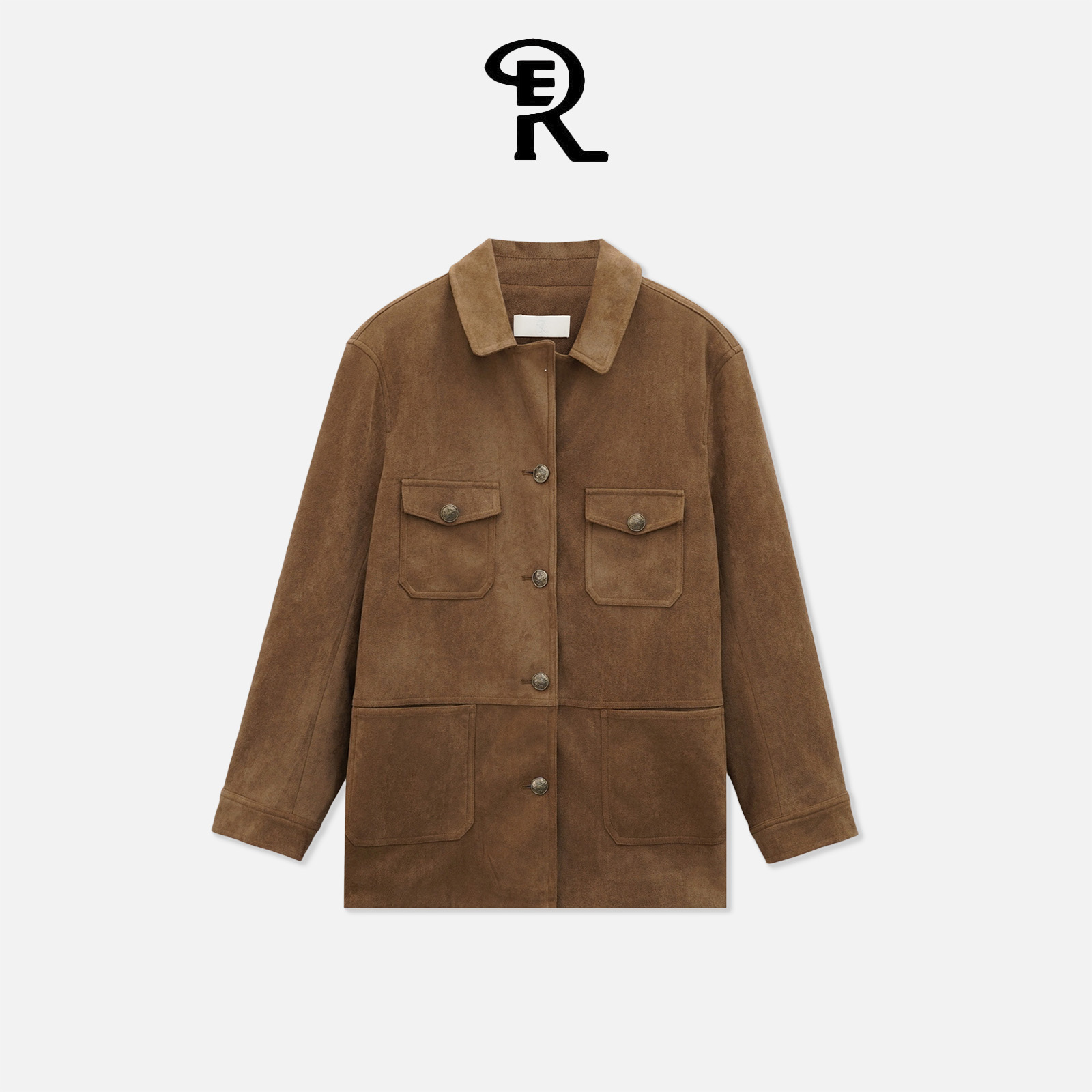 RE复古麂皮绒桂皮棕高级感宽松西装外套RE453023