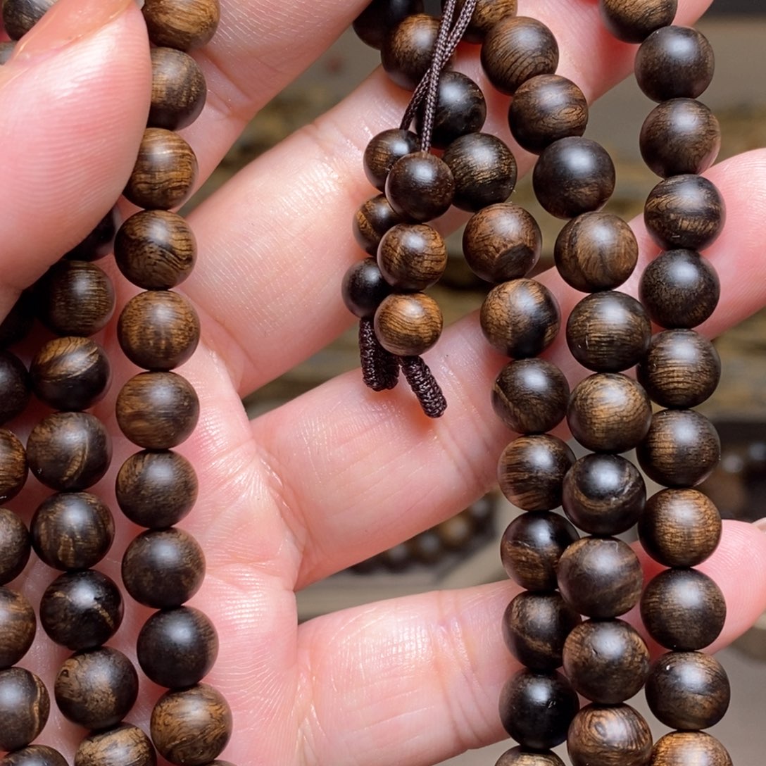 沉香手串越南芽庄紫棋瘤疤06×108