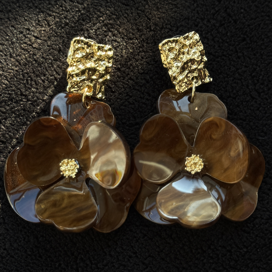 非金属仿珍珠耳饰 sia 法式花朵耳钉气质时尚