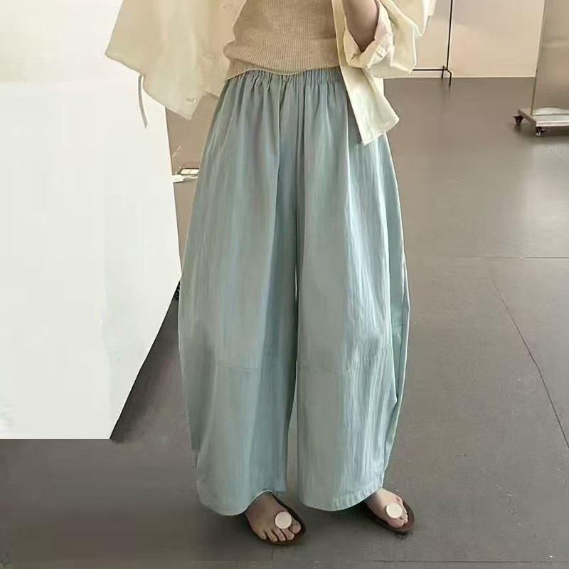 夏季薄款韩系松紧腰灯笼裤女宽松显瘦防晒九分裤子百搭休闲阔腿裤