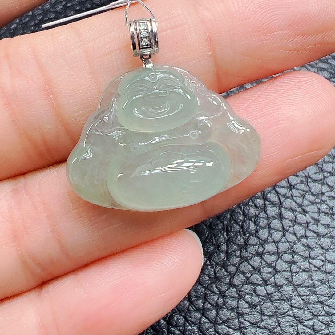 翡翠18K金镶嵌吊坠(不含链)佛公