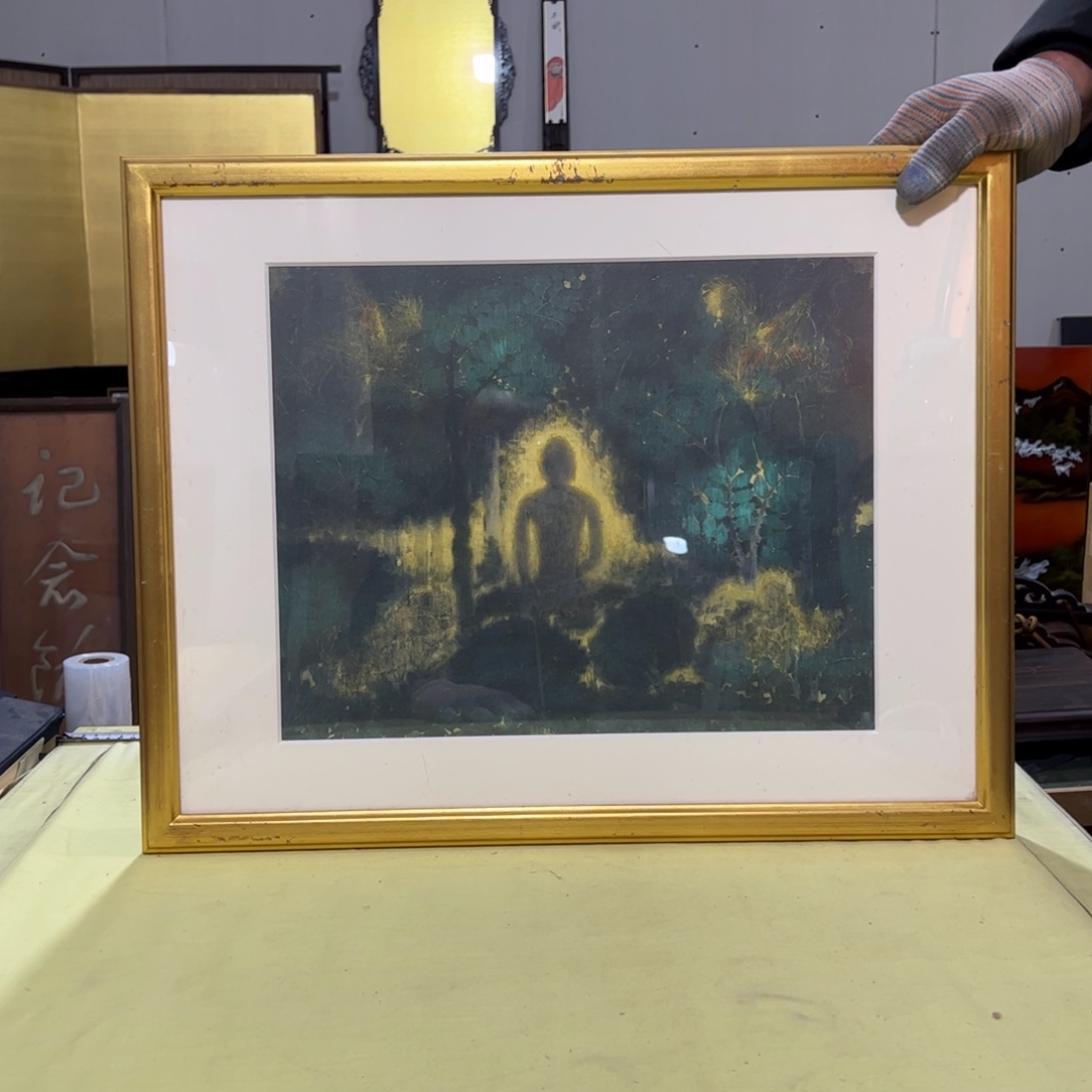 绘画小*屏风框画版画油画日本回流