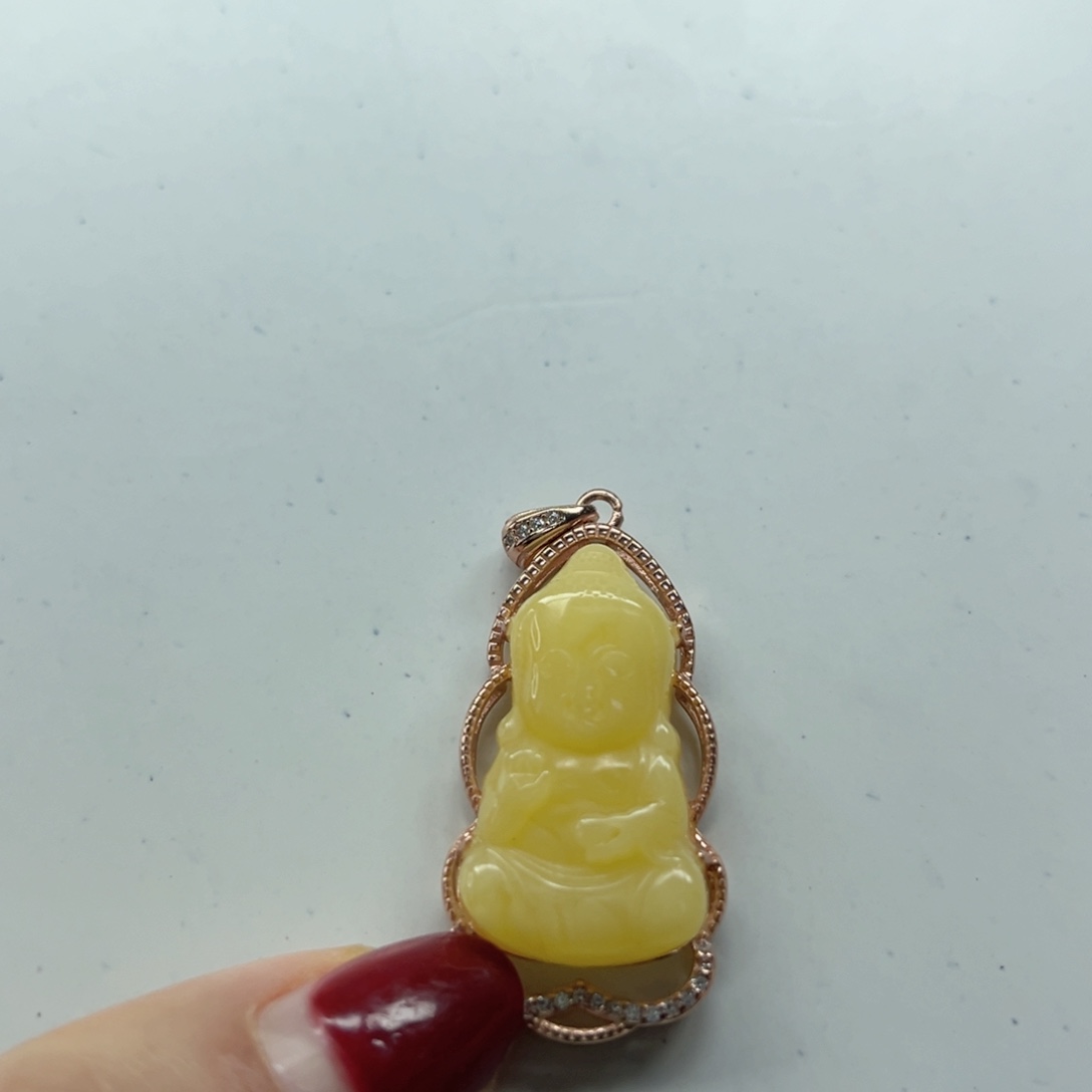 琥珀银S925镶嵌颈饰蜜蜡吊坠