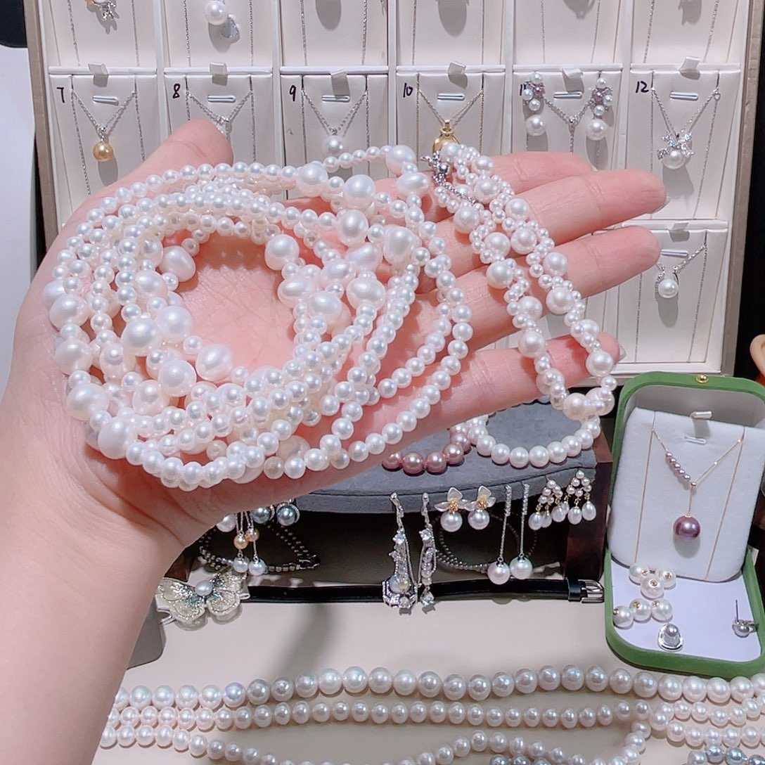 淡水珍珠银S925镶嵌颈饰毛衣链➕编织手链