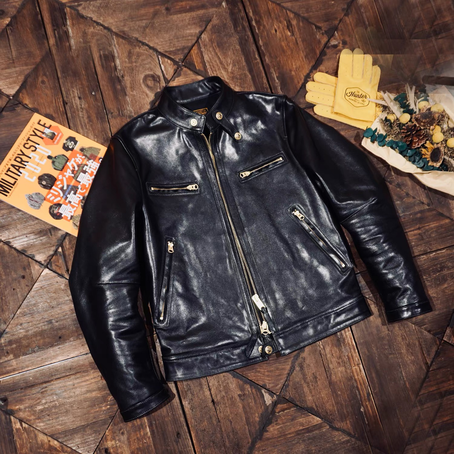 高品质！！！经典J100全植鞣马皮皮衣男外套立领机车夹克修身短款