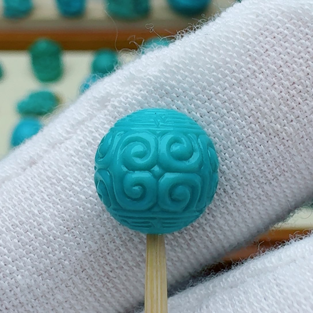 绿松石未镶嵌回纹圆珠9.3