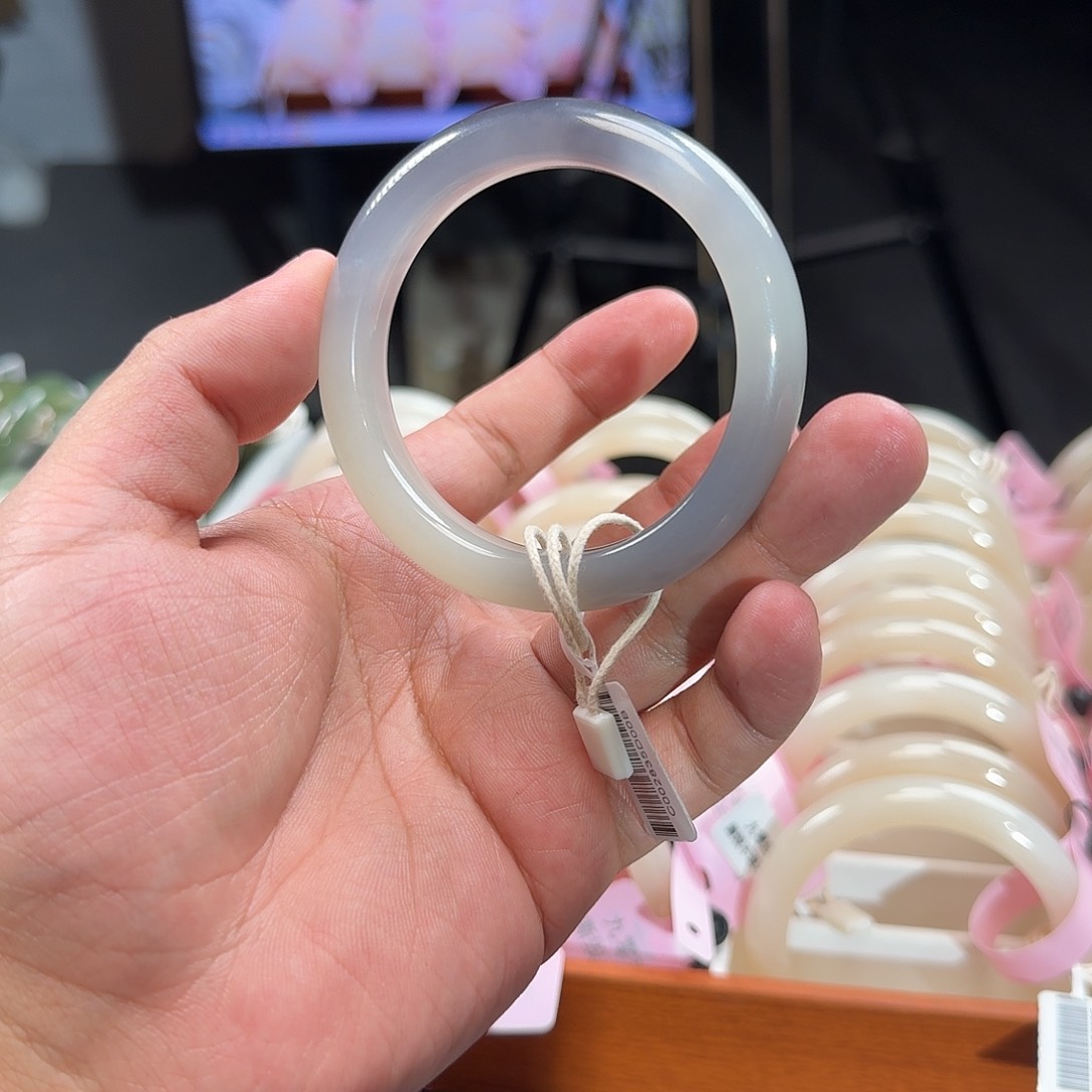 和田玉手镯未镶嵌烟紫手镯C0028-56