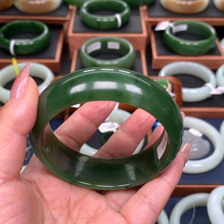 和田玉（碧玉）手镯58未镶嵌平**康