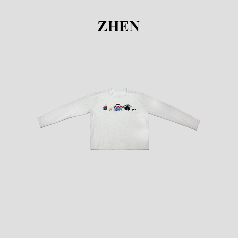 【ZHEN】25K02088 2025新款时尚气质休闲百搭长袖上衣女针织