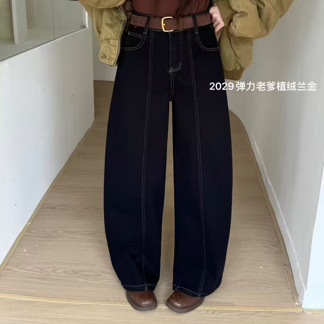 名媛家时尚精品欧货高版本拉绒牛仔裤