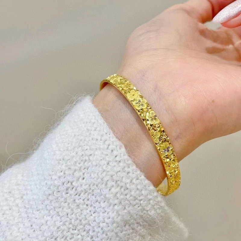 足银手镯 樱花碎冰冰手镯