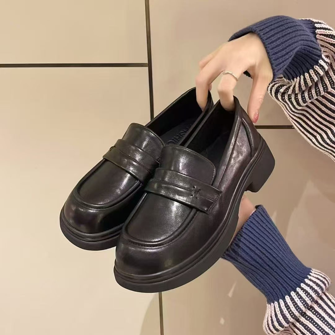 乐福鞋春季复古百搭女鞋皮鞋平底软底圆头