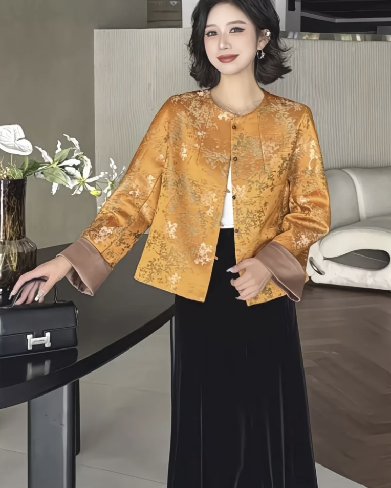  【胜华优选】直播间展示款）深冬可穿 国风提花圆领盘扣加厚棉外套