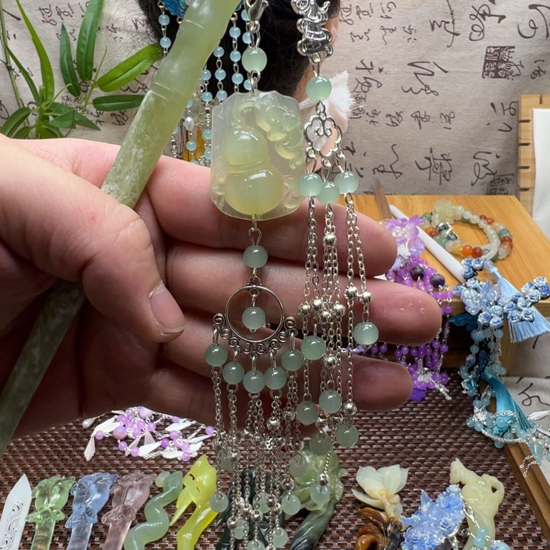 蛇纹石玉合金发饰