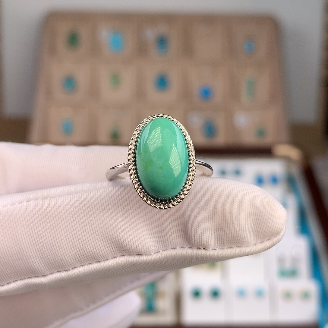 绿松石银S925镶嵌戒指