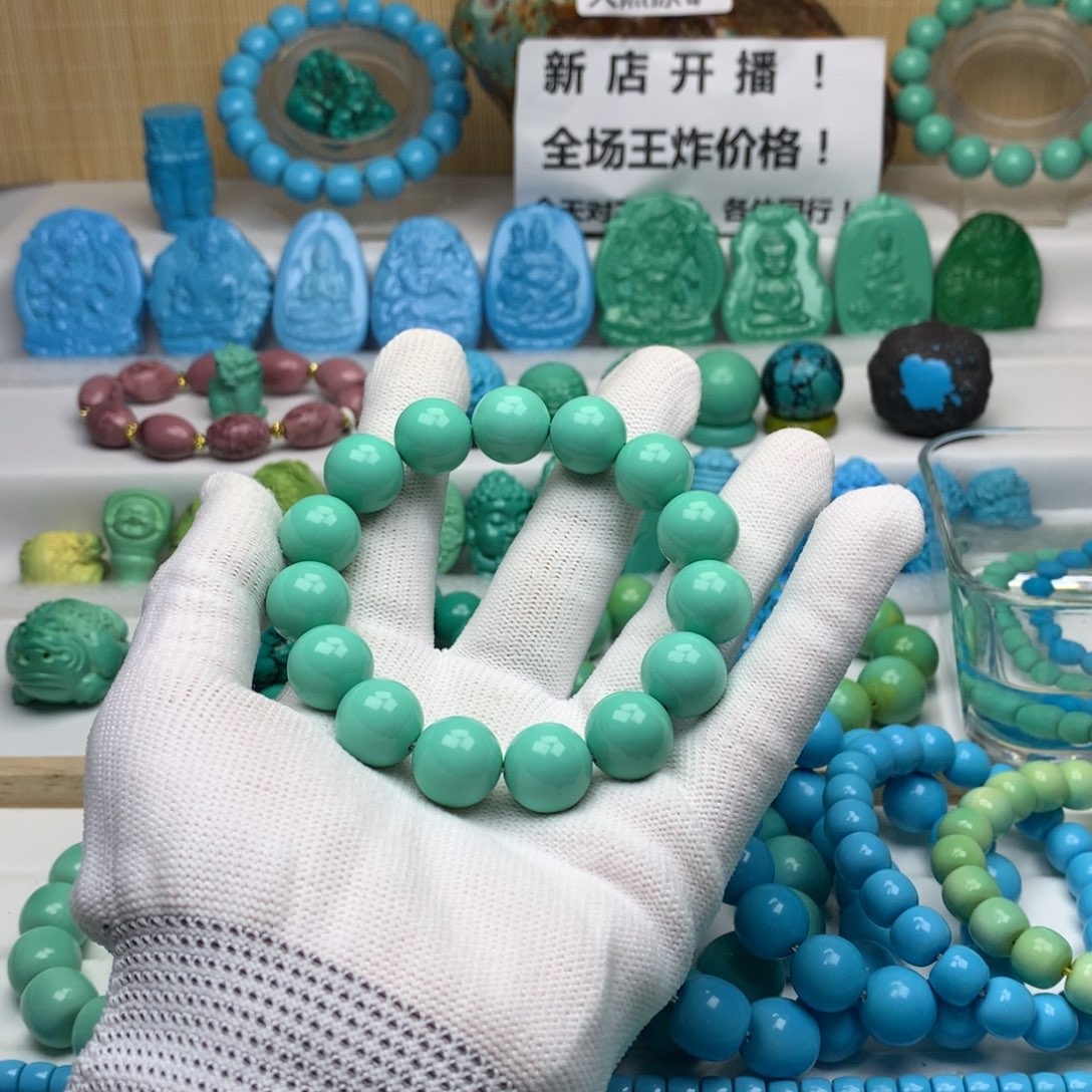 湖北批发精挑绿色矿原创手串108 以介绍为准