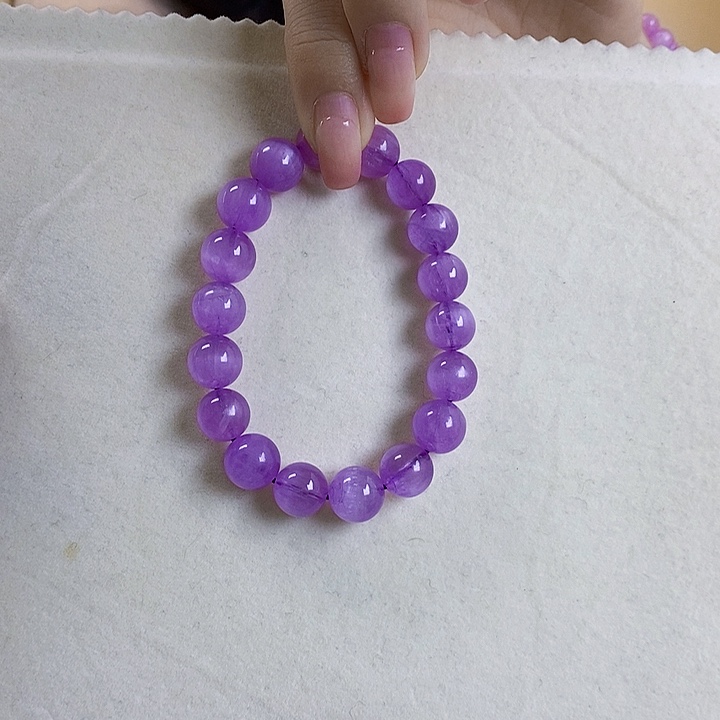 锂辉石紫锂辉高冰收藏级特级手串10+未镶嵌