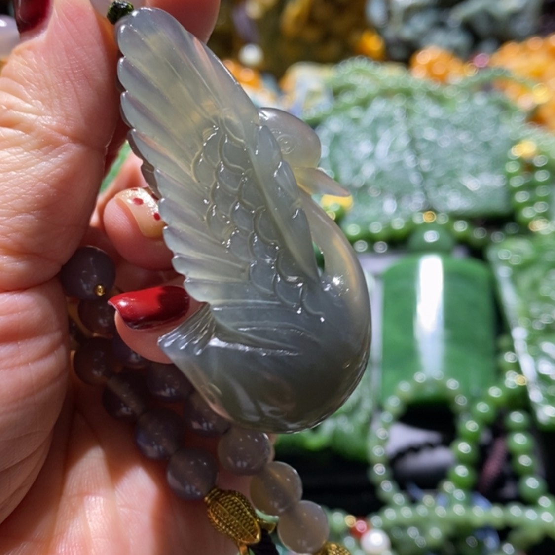 【闪购商品】蛇纹石玉毛衣链未镶嵌