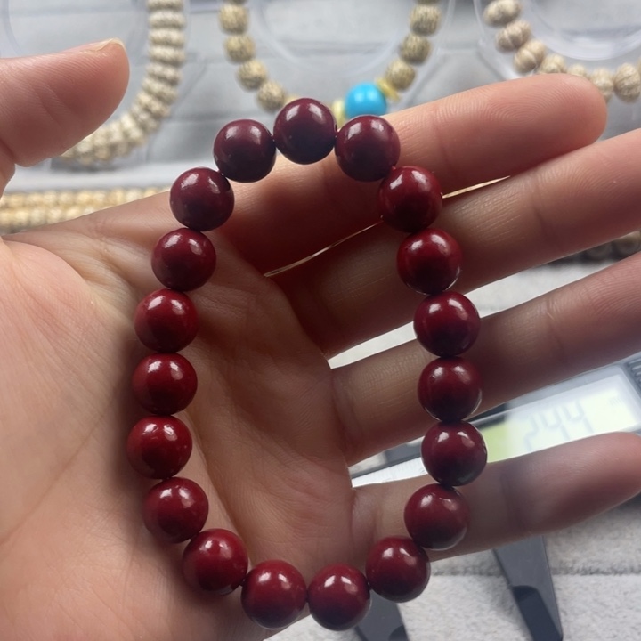 水晶天然紫金砂圆珠手串10mm尺寸未镶嵌保真