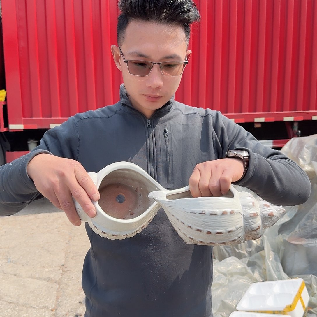 紫砂花盆海螺白色两个两个