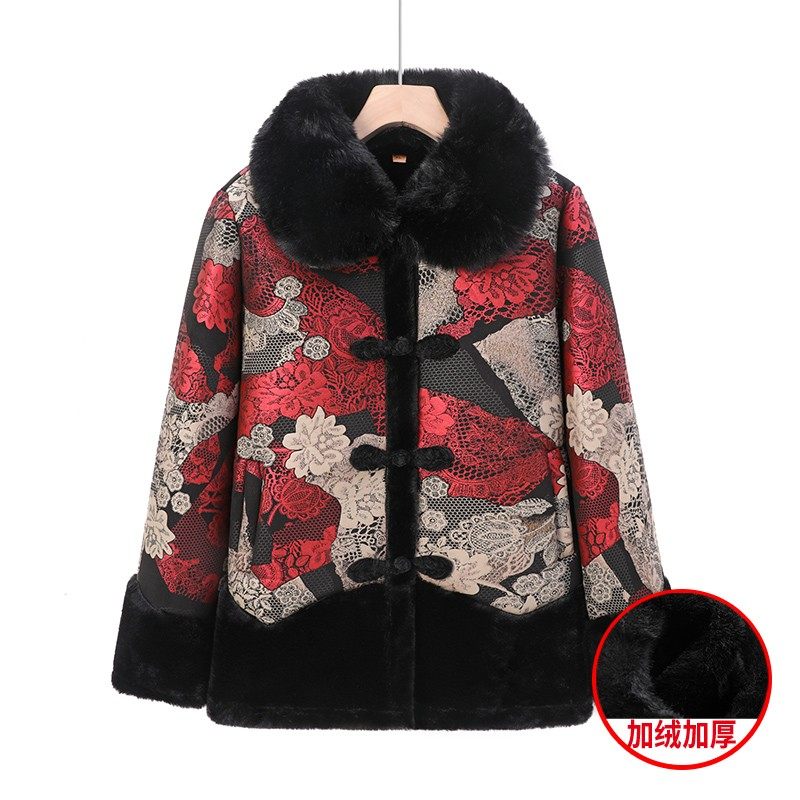 【151-200】中老年冬季加绒加厚外套奶奶装棉衣保暖加厚妈妈装