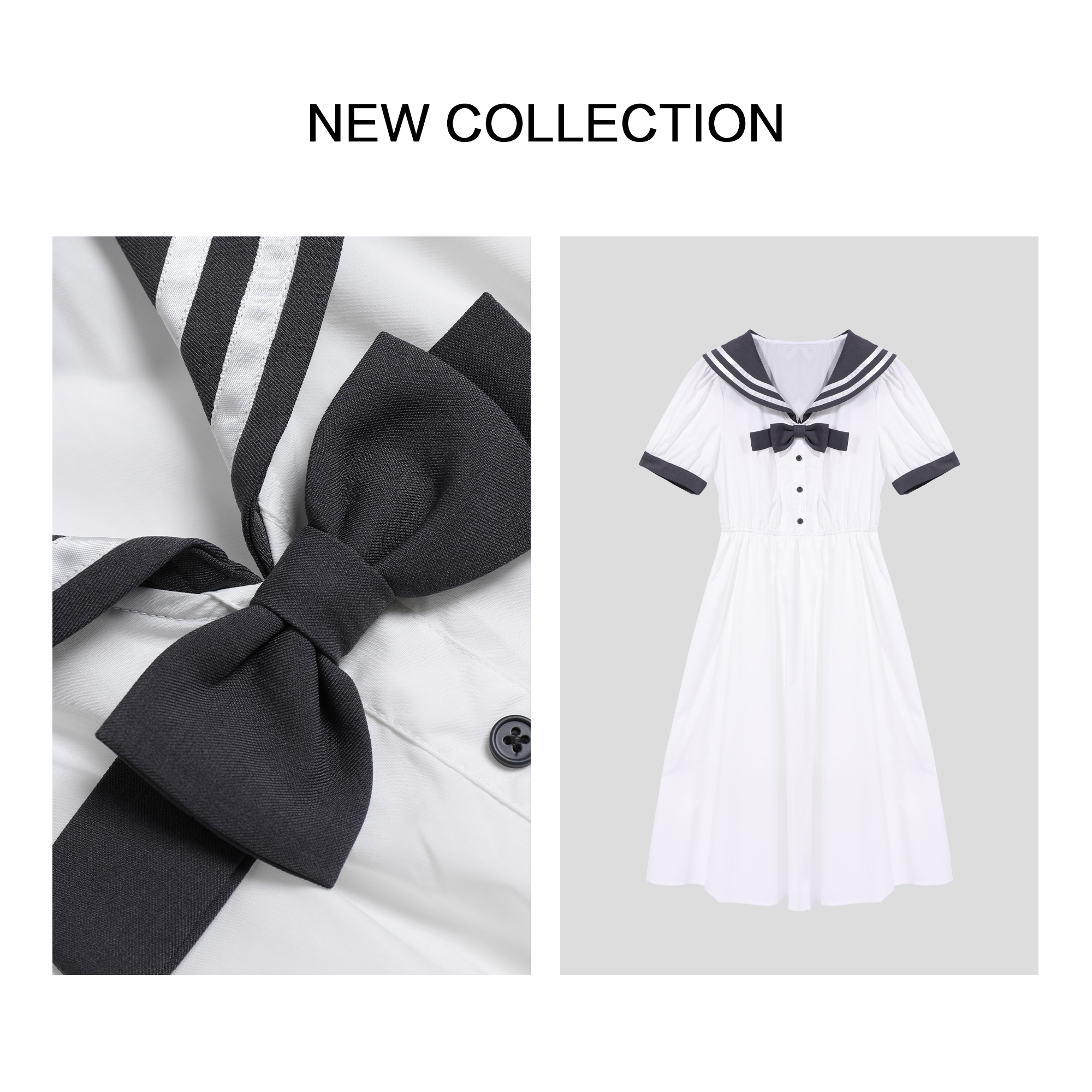 【芳芳专属】L1F27106 时尚百搭水手领条纹连衣裙-7106