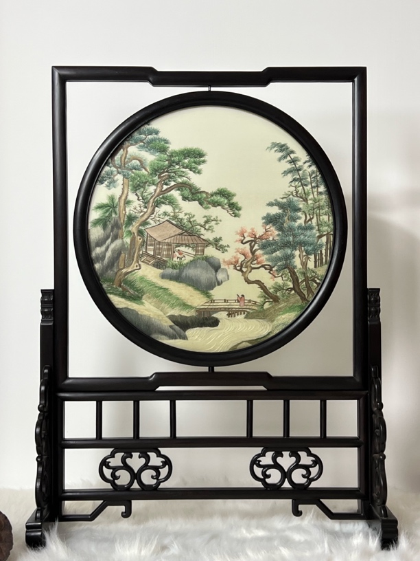 中式客厅装饰双面绣屏风国风特色刺绣纪念礼物