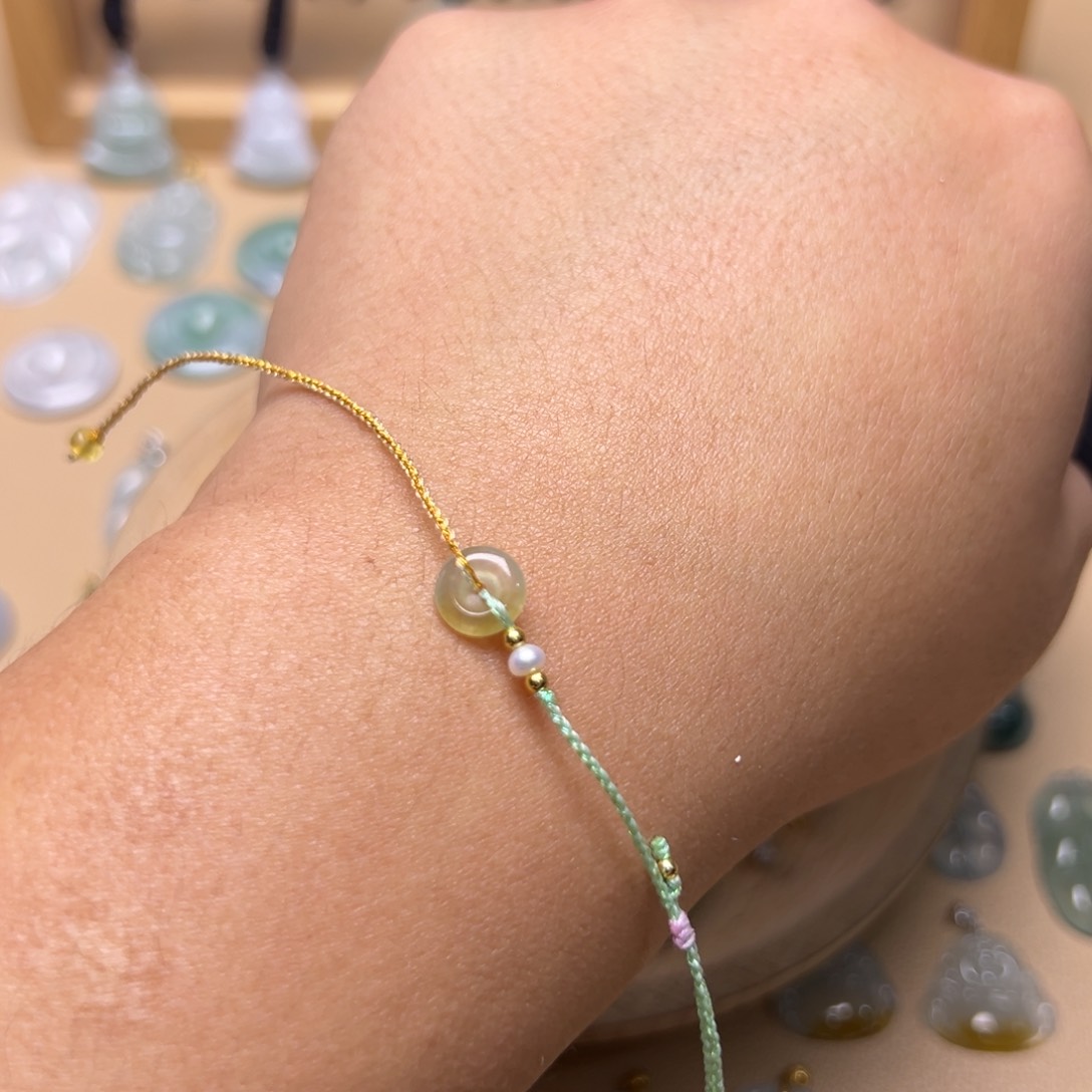 翡翠未镶嵌颈饰平安扣手链