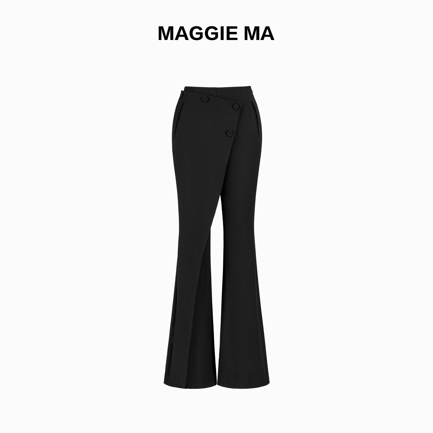 MAGGIE MA马婧设计师款黑色高腰显瘦百搭休闲裤616P