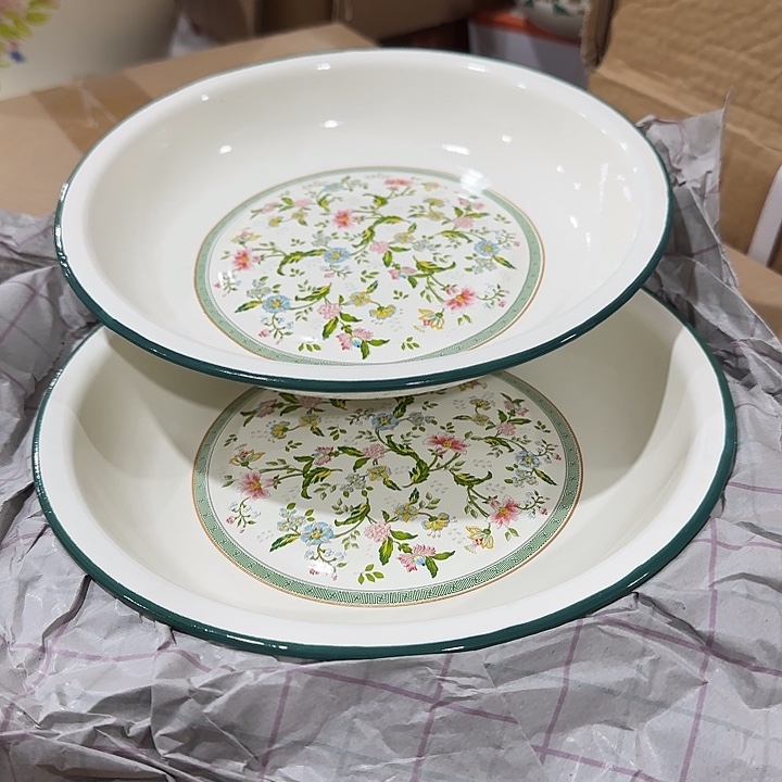 搪瓷21公分加厚芳香花搪瓷菜盘
