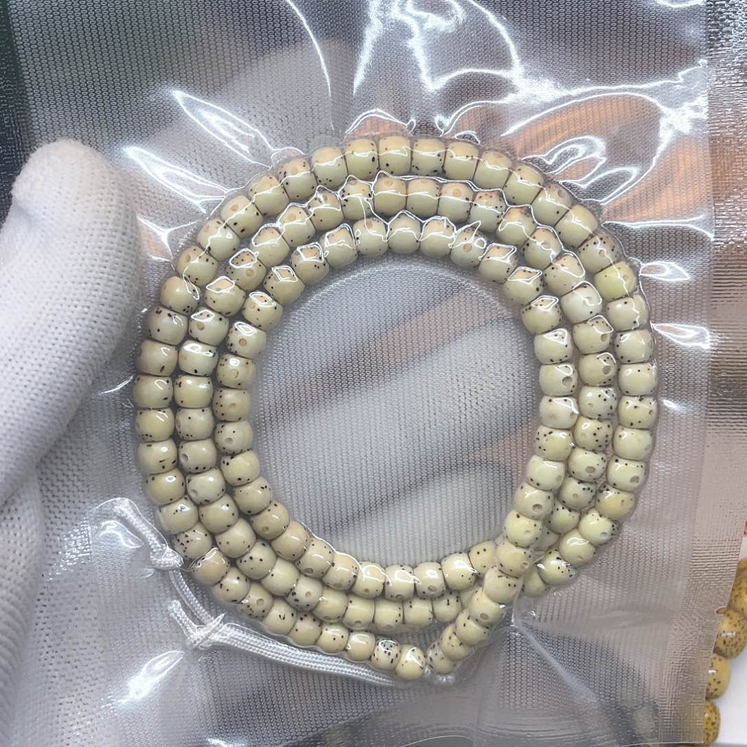 星月菩提手串6/5原白苹果通体留白108长串