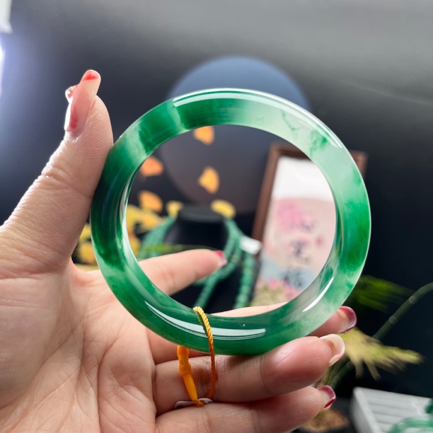 天然玉石非洲翠独龙玉高冰飘花手镯