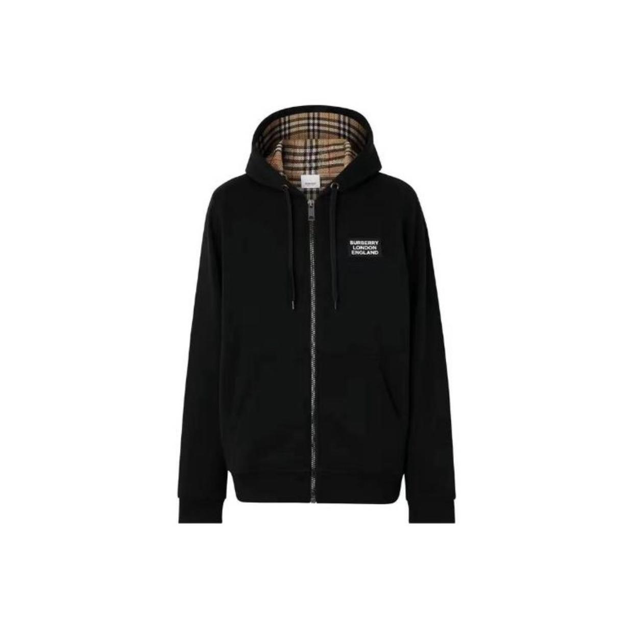 Burberry博柏利 FW22 纯色Logo字母休闲连帽卫衣男款黑色80259131