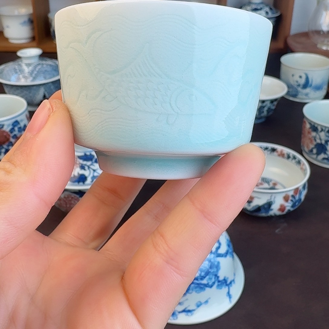 景德镇清风瓷影纯手工马蹄杯