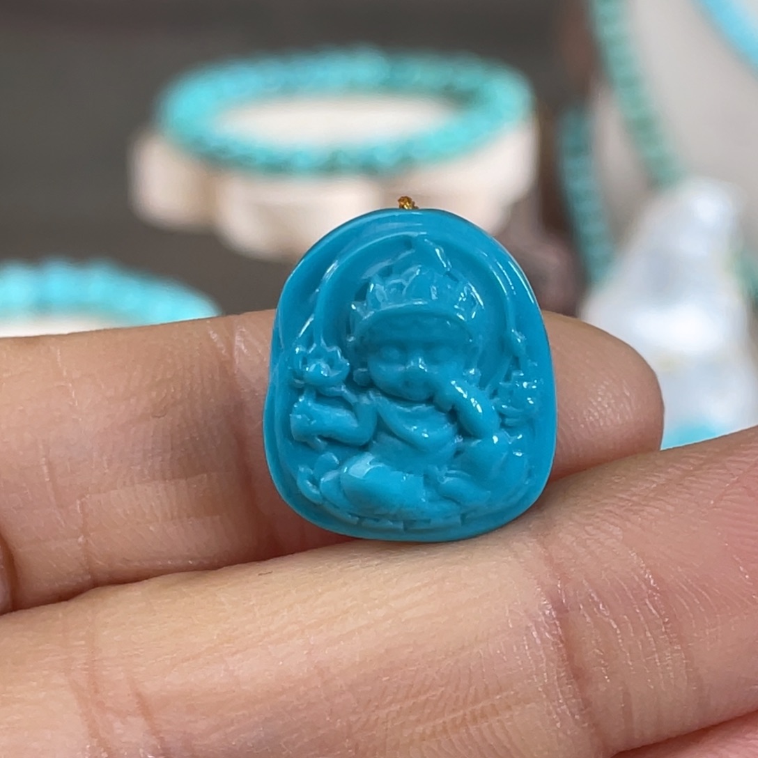 绿松石未镶嵌套链高蓝度母