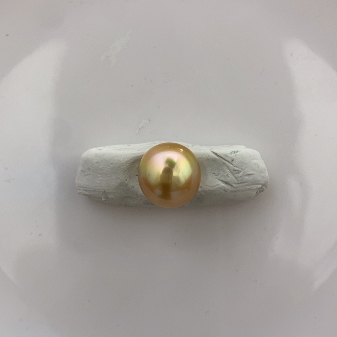 海水珍珠裸珠金珠12.4mm彩虹光近圆
