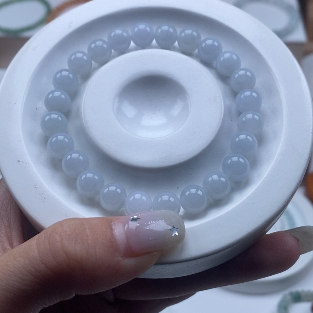 未镶嵌手链翡翠翡翠圆珠7.8浅紫色