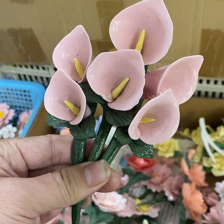 瓷片纯手工陶瓷花摆件1瑕疵
