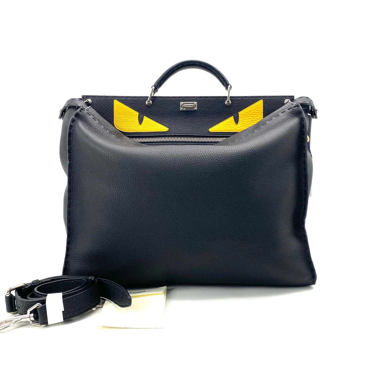 99新 FENDI/芬迪 黑色全皮小怪兽大号公文包 尺寸43/35 