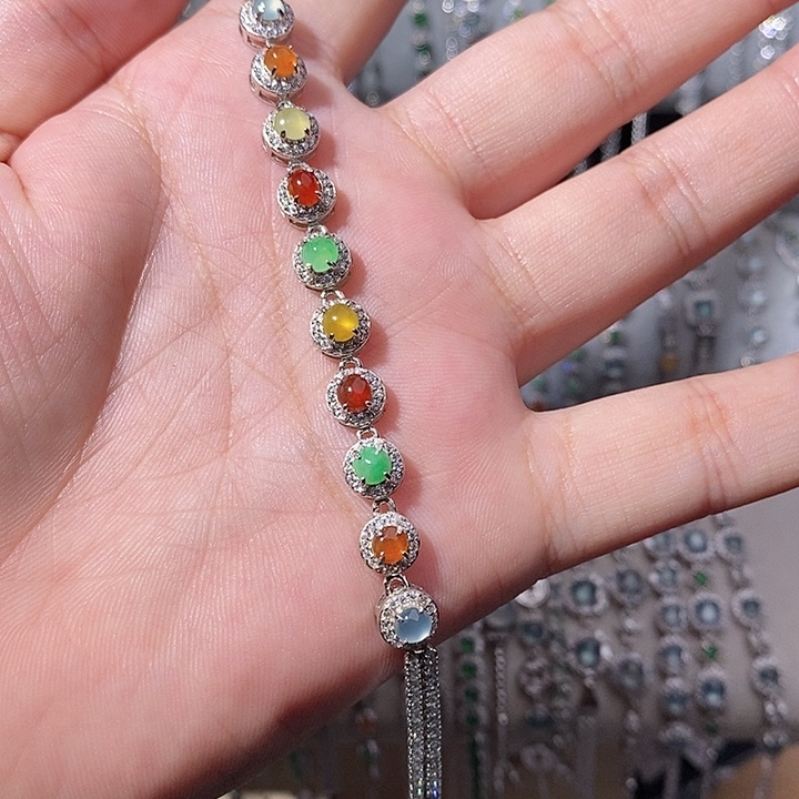 翡翠银S925镶嵌手链