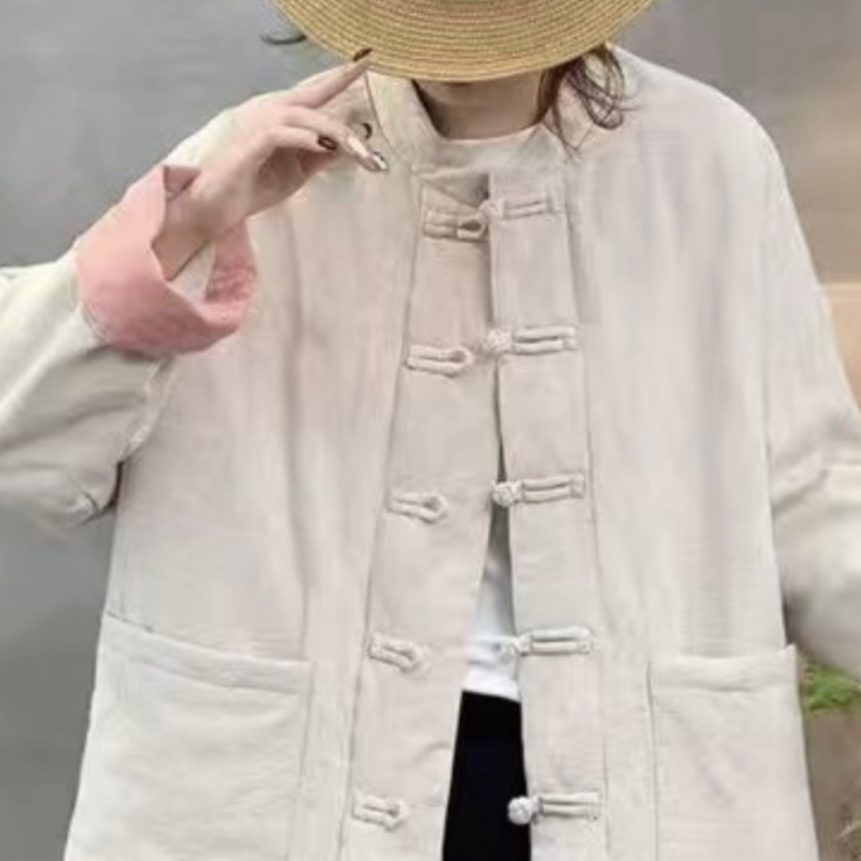 亚麻浮雕花秋冬款新中式女士棉服