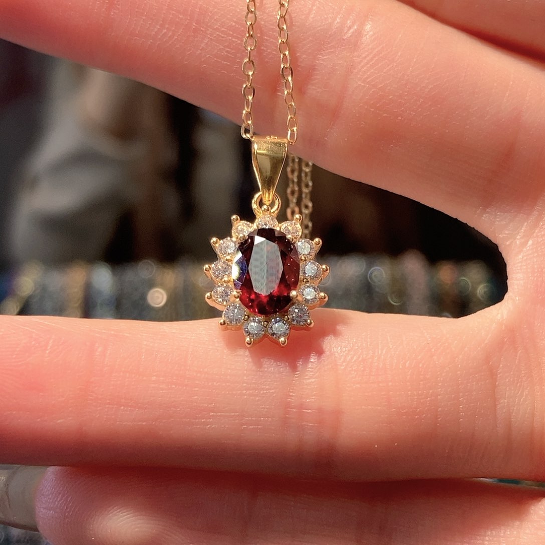 石榴石颈饰银S925镶嵌