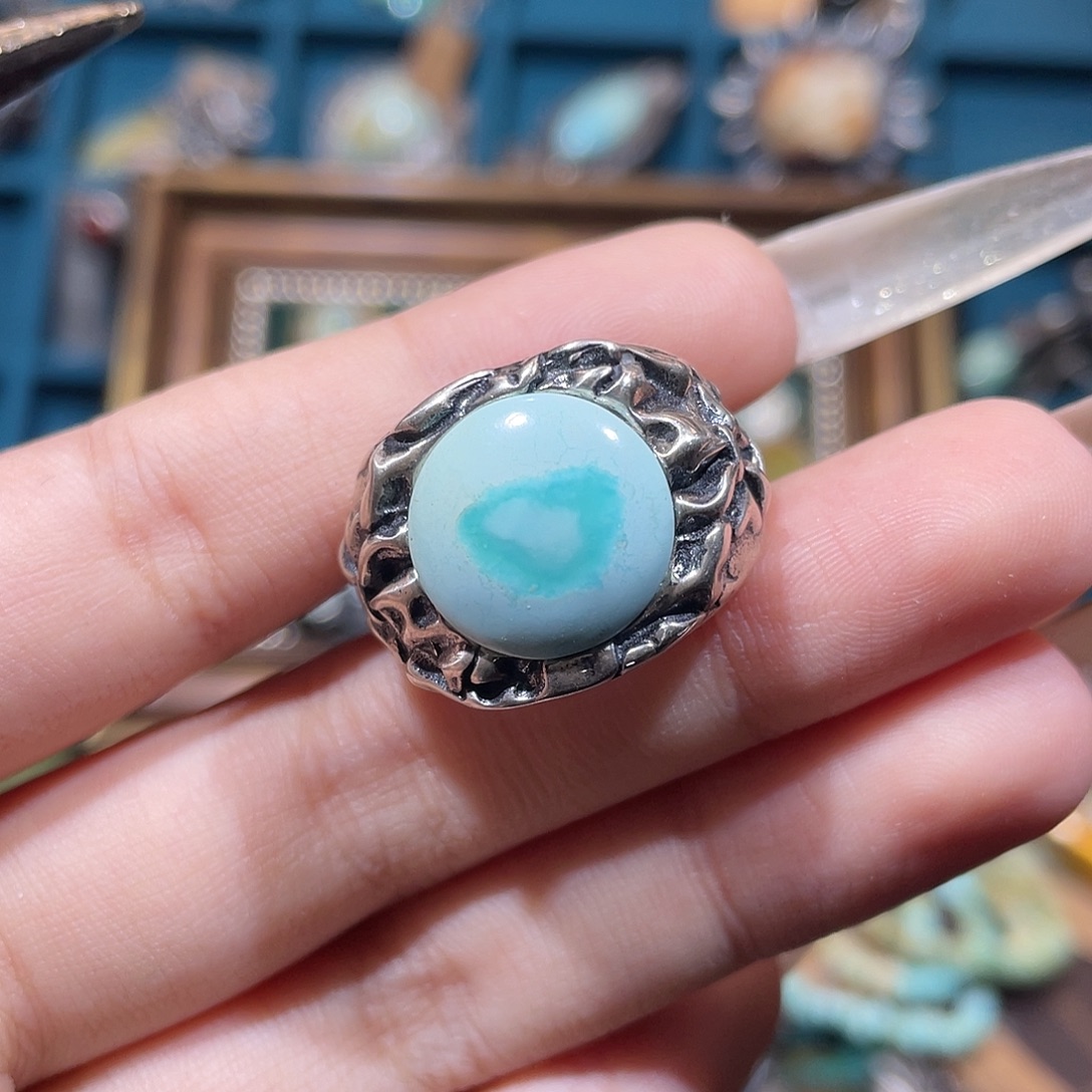 绿松石银S925镶嵌戒指