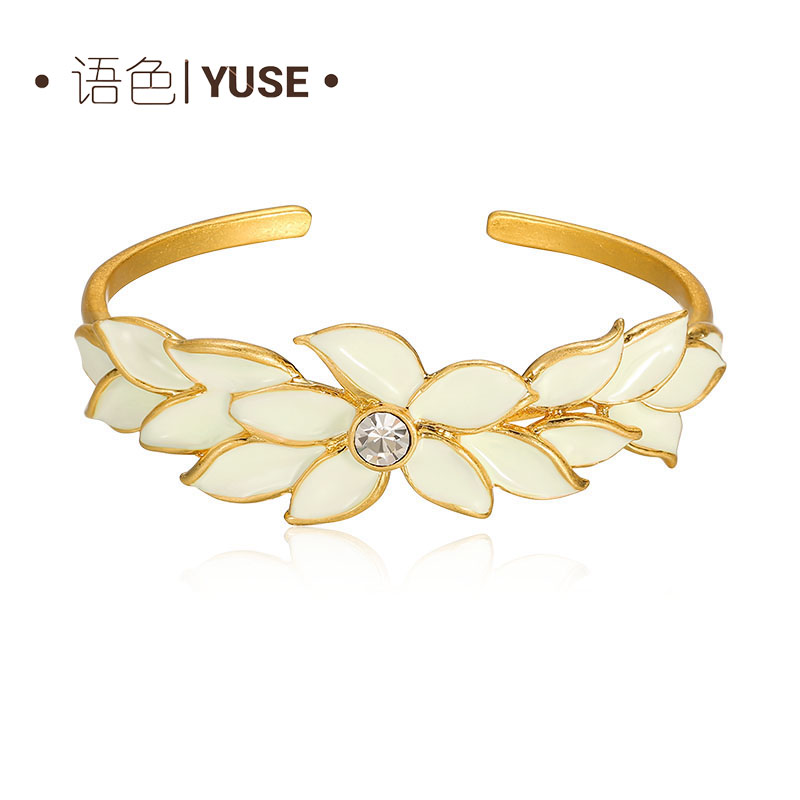 语色 铜合金珐琅手镯 【拾花集羽】百合花瓣花语森系时尚花簇拖手镯