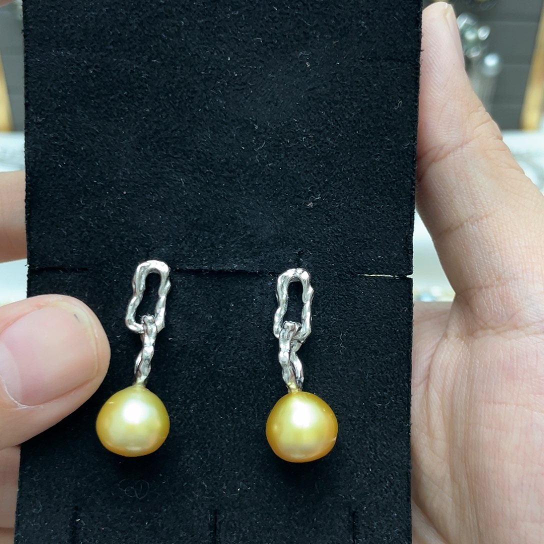 海水珍珠耳饰银S925镶嵌