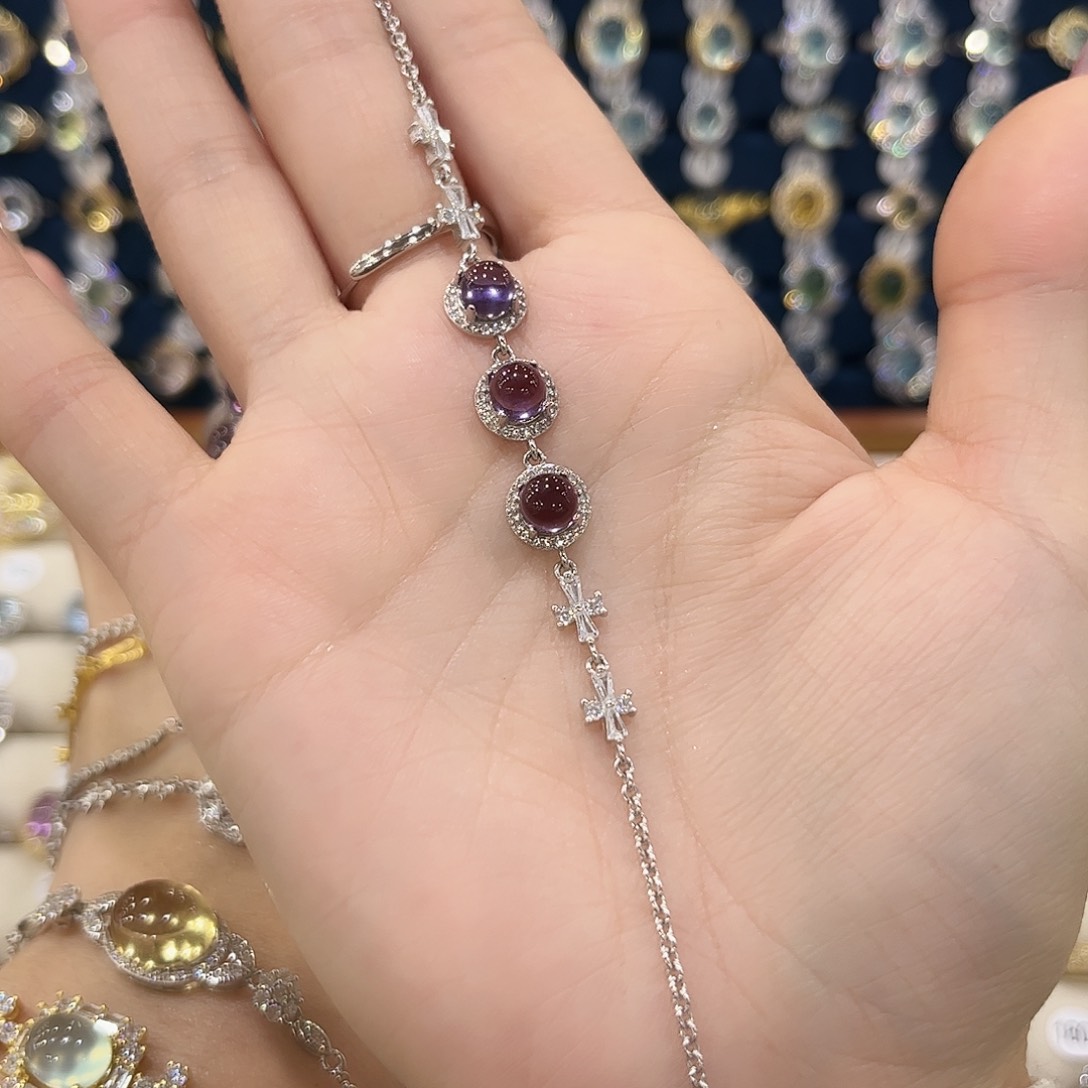 紫晶女款银S925镶嵌帅***手链62
