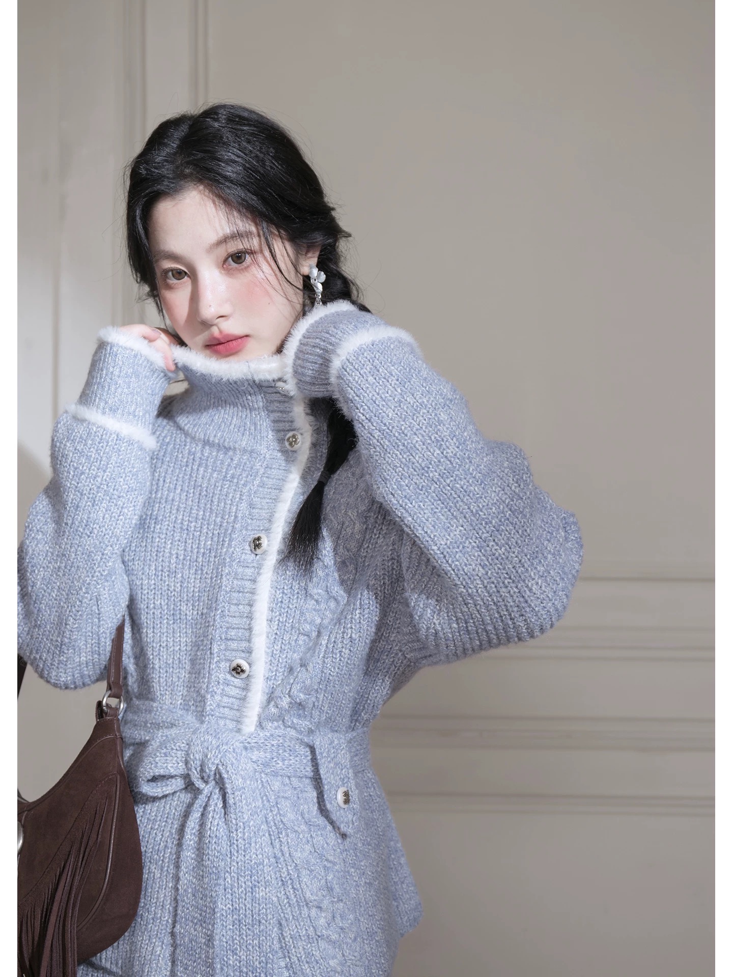 2025超火冬装一整套大方得体高级感富家千金小香风连衣裙套装